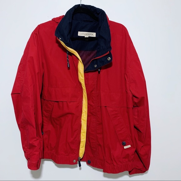 London Fog Jackets \u0026 Coats | Last Chance London Fog Vintage Red Windbreaker W Hidden Hood | Color: Red | Size: L | Pm-84502388's Closet